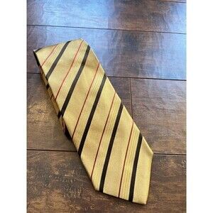 Hugo Boss 100% Silk Casual Yellow Gold Stripped Tie